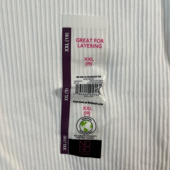No Boundaries White V-Neck Ribbed Women's Top XXL Size 19 NWT Short Sleeves - Picture 3 of 5